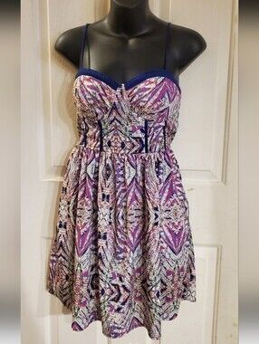 Weavers Purple Printed  Sweetheart Dress